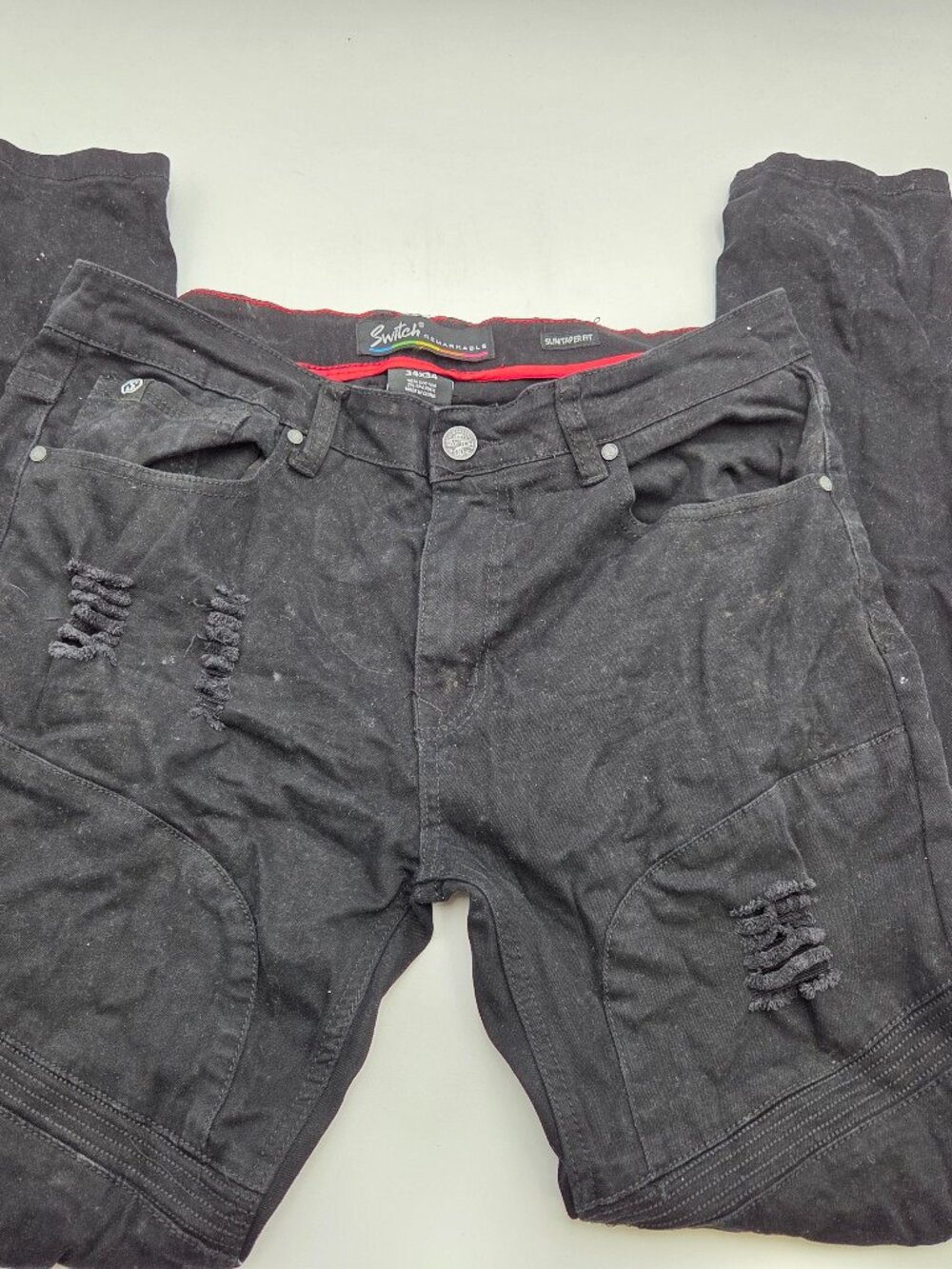 Switch Remarkable Slim Tapered Fit Jeans Distressed 34x34 Black